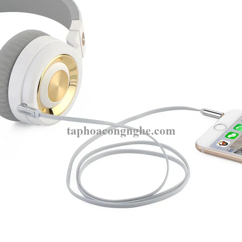 Ugreen 10750 0.5M màu Trắng Cáp âm thanh 2 đầu 3.5mm dương dây tròn TPE cao cấp AV119 30010750